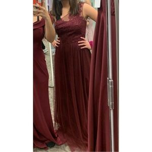 Elegant Dusty Pink One Shoulder Embroidery Lace Maxi Dress